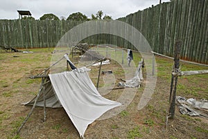 Exhibit at National Park Andersonville or Camp Sumter, Site of Confederate Civil War prison and cemetery for Yankee Union prisoner photo