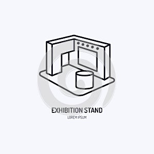 Exhibition banner stand vector line icon. Advertising sign