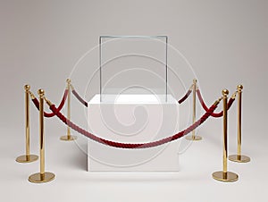 Exhibition Display Plinth with Velvet Ropes