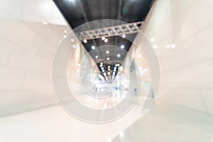 Exhibition event convention hall business blur background of tech expo, trade fair, passenger terminal or museum gallery lobby