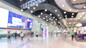 Exhibition event convention hall business blur background of tech expo, trade fair, passenger terminal or museum gallery lobby