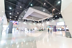 Exhibition event hall blur background of trade show business, world or international expo showcase, tech fair photo