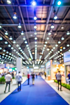 The exhibition hall was blurred with the dissolution of the camera lens. clean and bright Suitable for use as a background, photo