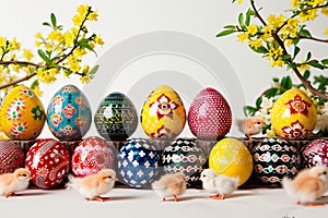 An exhibition of hand-painted traditional Easter eggs in a variety of designs.