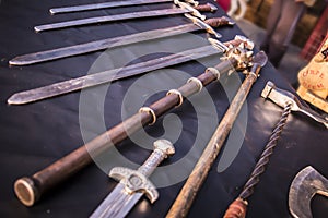 Exhibition of medieval weapons, swords