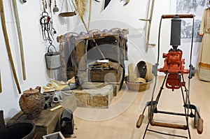 Exhibition of old tools to make baskets