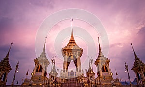 Exhibition on royal cremation ceremony,Sanam Luang ,Bangkok,Thailand on November7,2017: Royal Crematorium for the Royal Cremation
