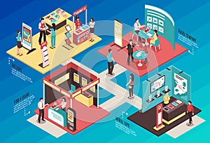 Exhibition Showcase Isometric Concept