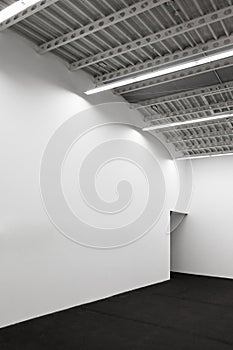 Exhibition space with white wall