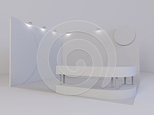 Exhibition Stand Blank Empty. Exhibit Exposition. Mock Up. Illustration On White Background Isolated.