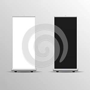 Exhibition stand roll-up banner template vector.
