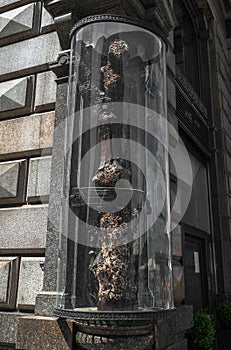 Exhibition Of `Stock im Eisen` In Glass Cabinet On Stephansplatz In Vienna In Austria photo