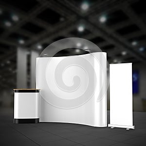 Exhibition Tension Fabric Display Banner Stand Backdrop for trade show advertising stand with LED OR Halogen Light with standees a