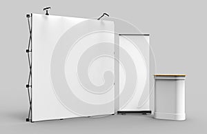 Exhibition Tension Fabric Display Banner Stand Backdrop for trade show advertising stand with LED OR Halogen Light with standees a