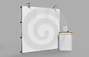 Exhibition Tension Fabric Display Banner Stand Backdrop for trade show advertising stand with LED OR Halogen Light with standees a