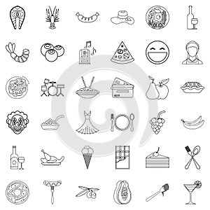 Exhibitor icons set, outline style