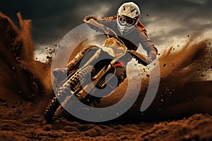 Exhilarating Motocross crossing dirt. Generate Ai photo