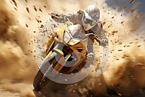 Exhilarating Motorcycle rides high speed. Generate Ai photo