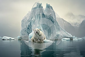 Exhilarating Polar bear ice swim. Generate Ai photo