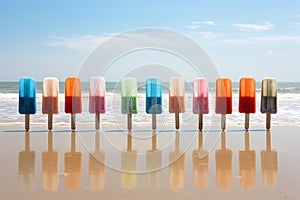 Exhilarating Popsicles beach sunny day. Generate Ai