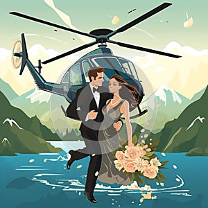 Exhilarating and Romantic Helicopter Escape for Newlywed Couple