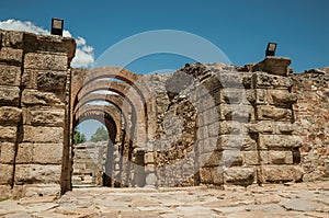 Exit with arches at Roman Amphitheater in Merida