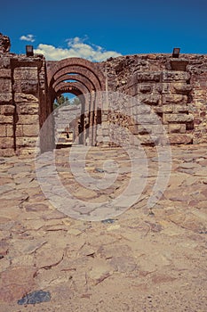 Exit with arches at Roman Amphitheater in Merida