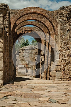 Exit with arches at Roman Amphitheater in Merida