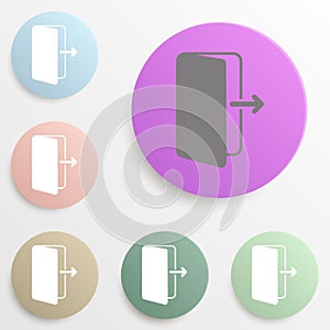 The exit badge color set. Simple glyph, flat vector of web icons for ui and ux, website or mobile application