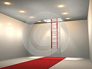 An exit from a closed room. A ladder leading to the upper floor found ahead of the course. An abstract concept representing a ray