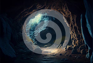 exit from the dark cave to the light.