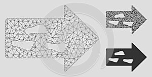 Exit Direction Vector Mesh Wire Frame Model and Triangle Mosaic Icon