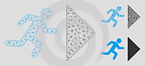Exit Direction Vector Mesh Wire Frame Model and Triangle Mosaic Icon