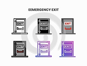 Exit Door Emergency icon set.