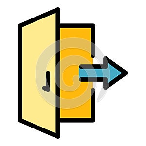 Exit door interface icon color outline vector