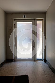 Exit entrance door glass hall