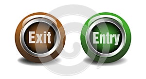 Exit and entry glossy web buttons