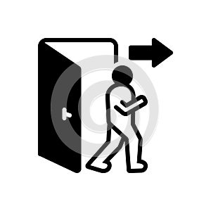 Black solid icon for Exit, egress and evacuation