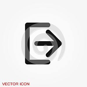 The exit icon. Logout and output, outlet, out symbol. Vector logo