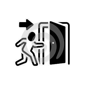 Black solid icon for Exit, toward and door