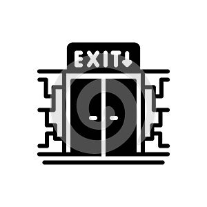 Black solid icon for Exit, way out and door