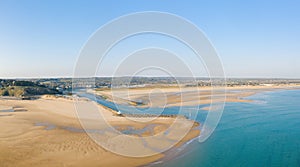 The exit from the port of Plage de la Potiniere in Europe, France, Normandy, Manche, in spring, on a sunny day