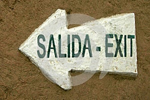 Exit Salida Signal Sign Arrow Bilingual photo