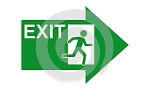 Exit sign on green and white for emergency