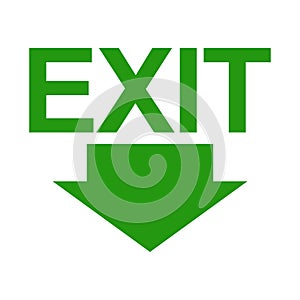 Exit sign on green and white for emergency.