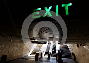 Exit sign - University Passage - downtown Bucharest