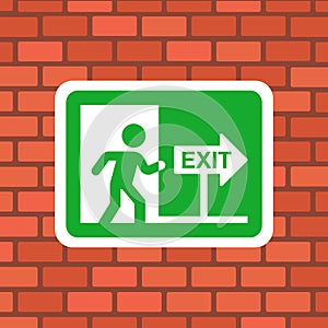 Exit sign on the wall.