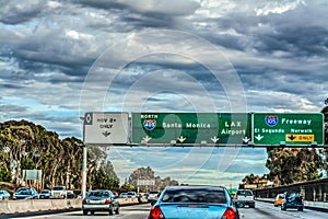 Exit signs in 405 freeway in Los Angeles