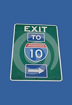 Exit to Interstate 10 sign