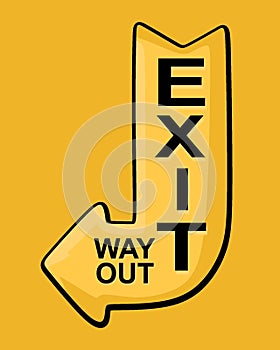 exit wayout with yellow background